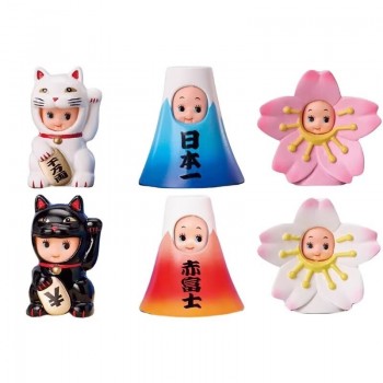 6pcs/set Stasto Cross Dressing Chubi Doll Lucky Cat Mount Fuji figures