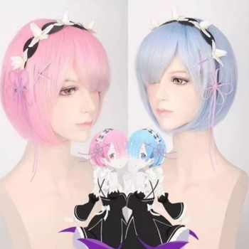 Re:Life in a different world from zero Rem Ram cosplay wig