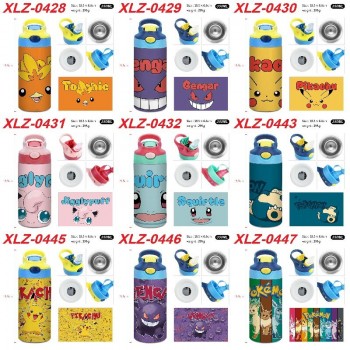 Pokemon anime sports water bottle cup with straw 350ml