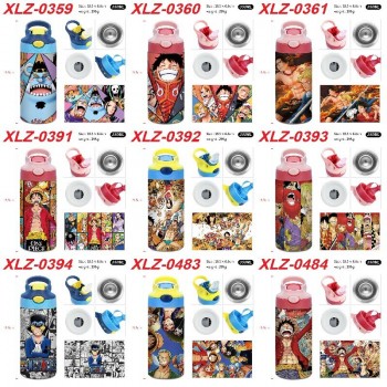 One Piece anime sports water bottle cup with straw 350ml