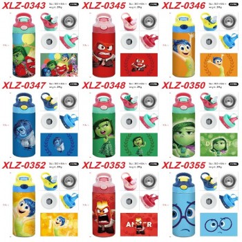 Inside Out anime sports water bottle cup with straw 350ml