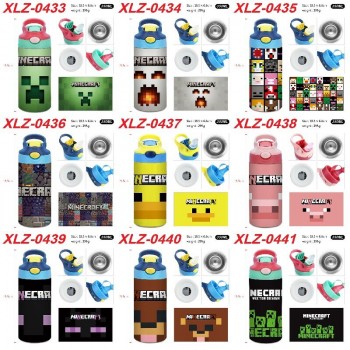 Minecraft game sports water bottle cup with straw 350ml