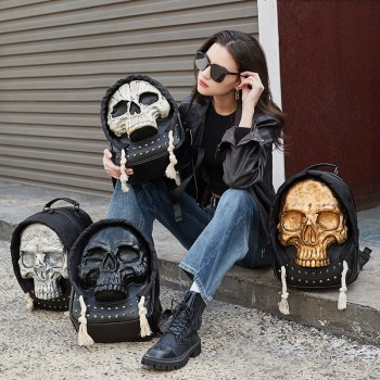 3D Halloween Punk Cool Skull Aesthetic Vintage Rivet Backpacks Bags