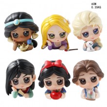6pcs/set The Princess Snow White Belle Mulan Merma...