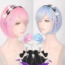 Re:Life in a different world from zero Rem Ram cosplay wig
