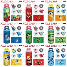 Inside Out anime sports water bottle cup with straw 350ml