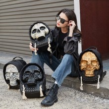 3D Halloween Punk Cool Skull Aesthetic Vintage Rivet Backpacks Bags