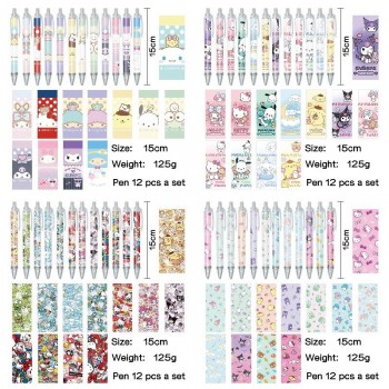 Sanrio Melody kitty Cinnamoroll Kuromi ballpoint pen ball pens(12pcs a set)