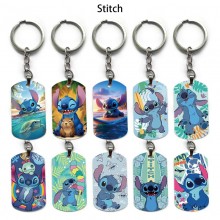 Stitch anime alloy two-sided pendant key chain key...