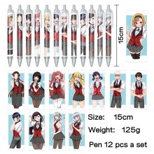 Kakegurui anime ballpoint pen ball pens(12pcs a set)