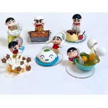 6pcs/set Crayon Shin-chan helps with cooking anime figures