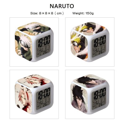 Naruto anime Alarm Clock Colorful Light Display Time Week Month