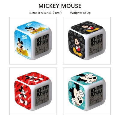 Mickey Mouse anime Alarm Clock Colorful Light Display Time Week Month