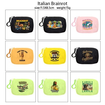 Italian-Brainrot plush coin purse keychain headphone bag