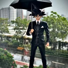 Dragon Ball black suit Son Goku umbrella anime fig...