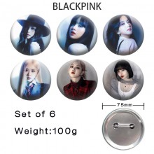 75MM BLACK PINK star tinplate brooch pins set(6pcs...