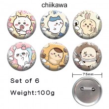75MM Chiikawa anime tinplate brooch pins set(6pcs ...