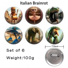 75MM Italian-Brainrot anime tinplate brooch pins s...