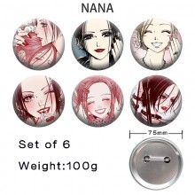 75MM NANA anime tinplate brooch pins set(6pcs a se...