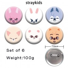 75MM Straykids star tinplate brooch pins set(6pcs ...