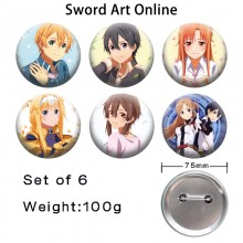 75MM Sword Art Online anime tinplate brooch pins s...