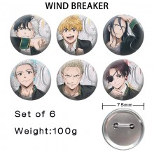75MM Wind Breaker anime tinplate brooch pins set(6...