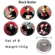 75MM Black Clover anime tinplate brooch pins set(6...