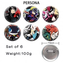 75MM Persona anime tinplate brooch pins set(6pcs a...