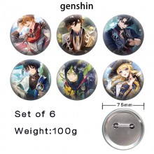 75MM Genshin Impact game tinplate brooch pins set(...