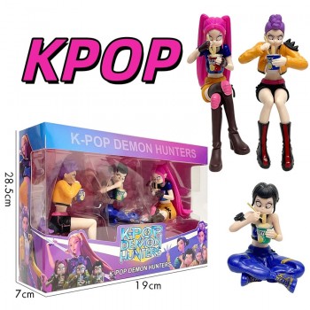 3pcs/Set K-POP Demon Hunters Rumi Mira Zoey Eat Noodle figure