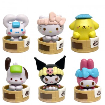 6pcs/set Sanrio Melody kitty Cinnamoroll Kuromi Bath Series figures(OPP bag)