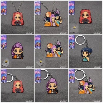 K-POP Demon Hunters alloy key chains necklaces pins