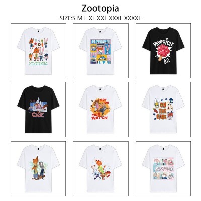 Zootopia anime summer short sleeve cotton t-shirts