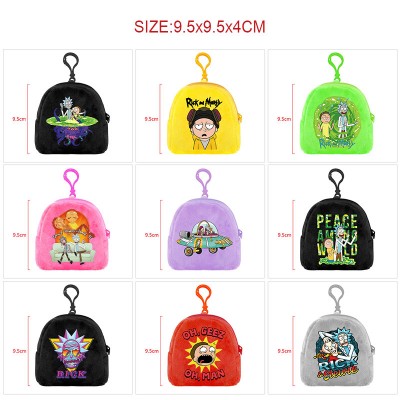Rick and Morty plush coin purse keychain headphone bag