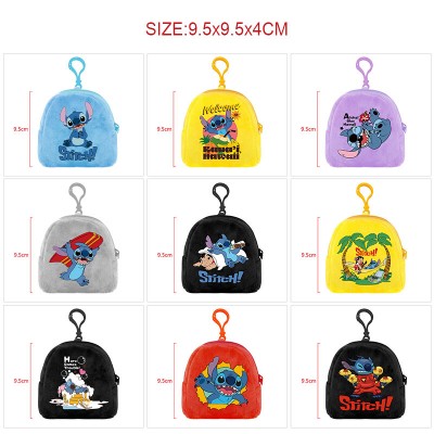 Stitch plush coin purse keychain headphone bag