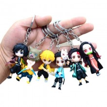6pcs/set Demon Slayer anime figure doll key chains