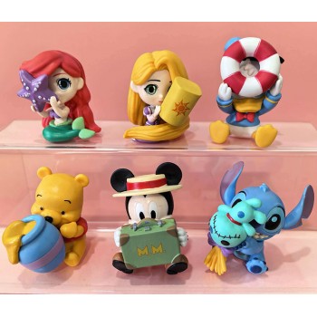6pcs/set Stitch Winnie Pooh Donald Duck anime figures set(OPP bag)