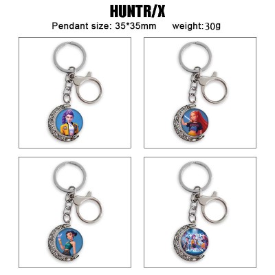 K-POP Demon Hunters Two-sided Rotatable Round Crystal Key Chain Ring