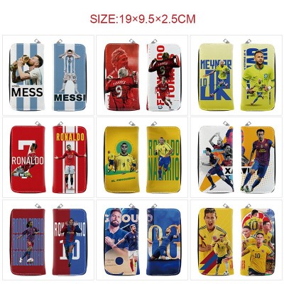 Football Messi Cristiano Ronaldo Mbappe star long zipper wallet purse
