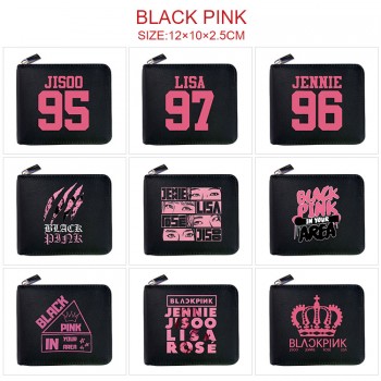 BLACK PINK star zipper wallet purse