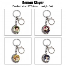 Demon Slayer Two-sided Rotatable Round Crystal Key Chain Ring