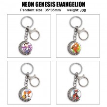 EVA Two-sided Rotatable Round Crystal Key Chain Ring