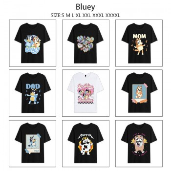 Bluey anime summer short sleeve cotton t-shirts