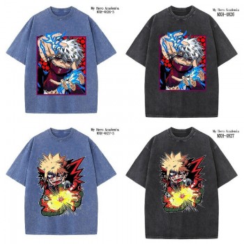 My Hero Academia anime short sleeve wash water worn-out cotton t-shirt