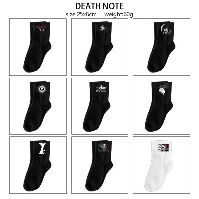 Death Note anime mid length cotton socks