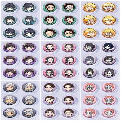 25mm Demon Slayer Mini Capsule Badge Brooch Beans 6pcs