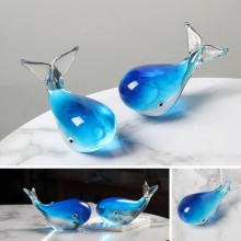 Luminous Glass Whale Figurine Artwork