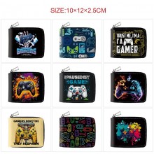 Game controller pattern zipper long wallet purse