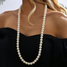 100CM Classic Elegant White Pearl Chokers Necklace