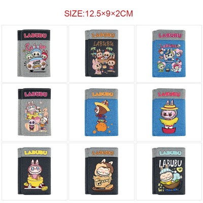 Labubu anime Three Fold Button Wallet Purse